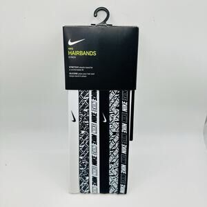 Nike Printed Hairbands Yoga/Tennis/Golf/Gym Assorted 6PK-Black/White 87627 NEW